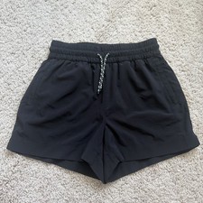 Athleta Girl Black Athletic Shorts Sz 12 Large Elastic Waist Zip Pocket 65-21