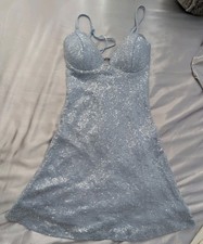 Windsor Light Blue Sequin Mini Dress Sweetheart Neckline Adjustable Straps xxs