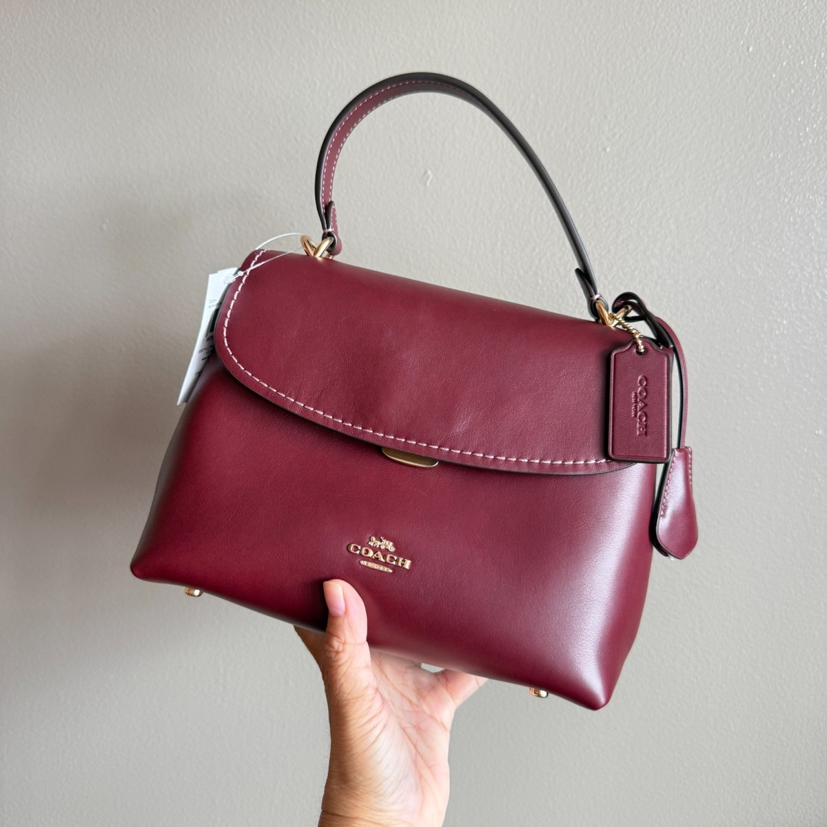 Coach Emory Top Handle Bag CCE54 smooth leather/Maroon | eBay