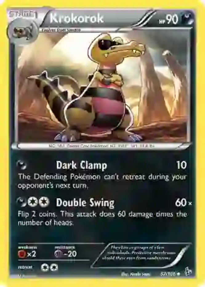 Krokorok - 57/106 - Uncommon - Reverse Holo (Hp) XY FlashFire - Darkness Pokémon