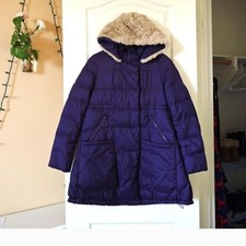 Purple Hooded Full Length Winter Fluffy Coat , Label Size S. fit in S- M