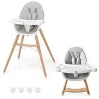 Baby High Chair, Wooden High Chair for Babies & Toddlers with Dishwasher Safe Do