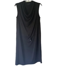 Harve Benard Women Black Sleeveless Drawstring Dress Draped Neckline Size M