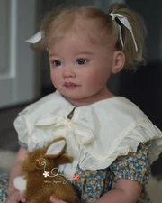 28in Reborn Baby Doll Toddler Girl Realistic Hand-rooted Hair Toys Birthday Gift