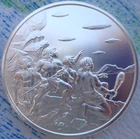 1 oz. UFO'S Over CAVEMEN New back Prehistoric alien round .999 fine silver