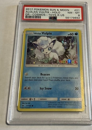 2017 POKEMON SUN & MOON GUARDIANS RISING #21 ALOLAN VULPIX-HOLO PSA 8