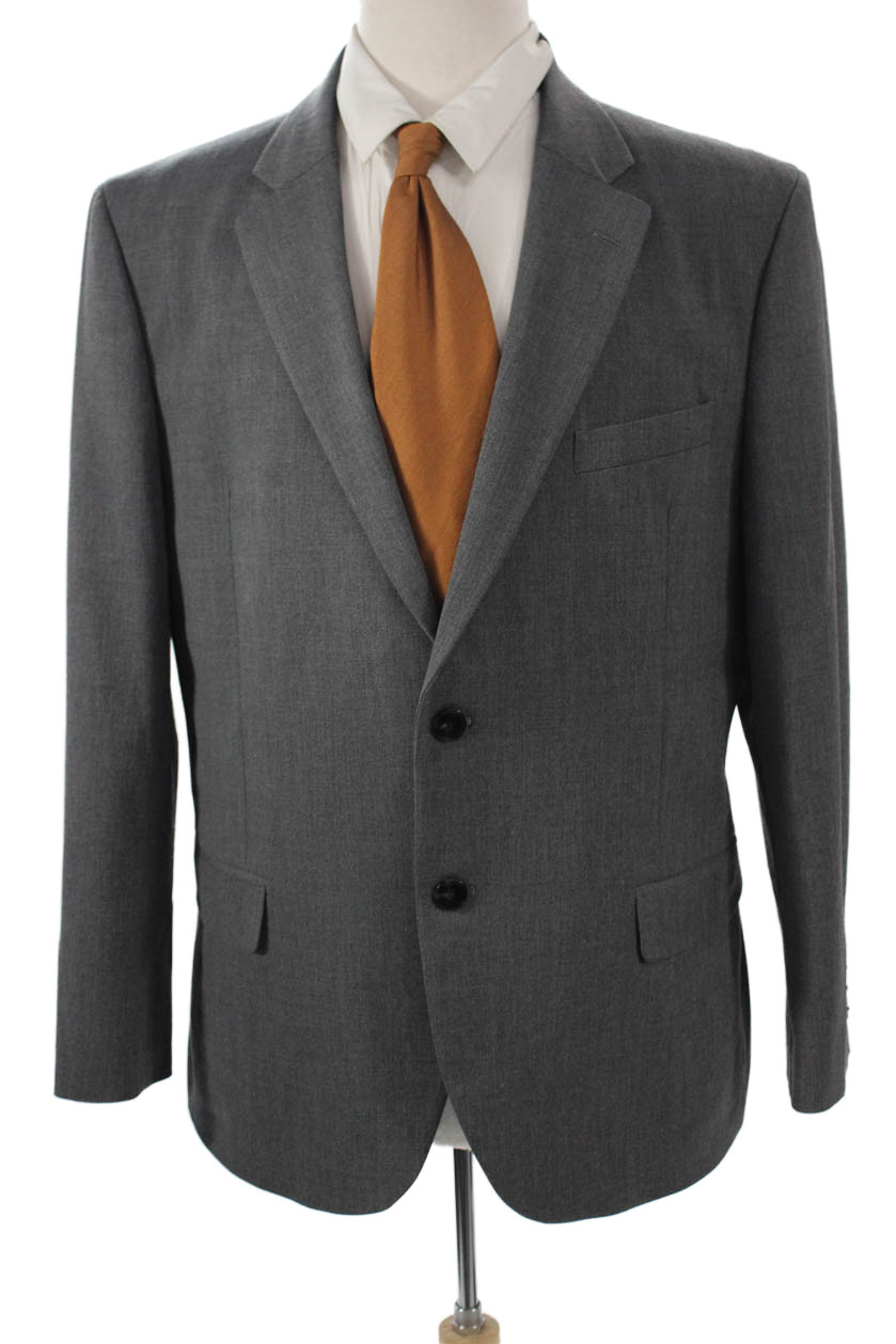 Nautica Mens Gray Solid Collared Button Suit Jack… - image 1