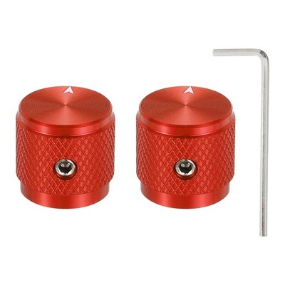 2 Pcs Aluminium Knobs, 1/4'' (6mm) with Arrow Indicator, 5/8'' Red