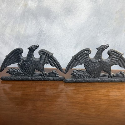 Vintage Cast Iron Spread Eagle Bookends Doorstops National Motif Pair