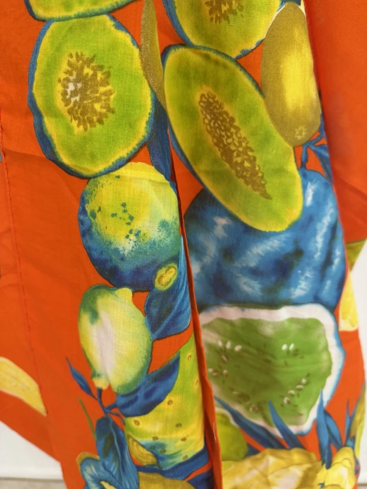 Saks 5th Avenue Cotton Shawl Scarf Pareo Orange W Blue Made Italy 55” x 75” - Image 4 of 4