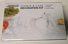 HOMEMATE Cookie and Cake Decoration Kit NIP 1 Cookie Press 12 Nozzles 6  Molds