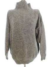 ESKIMO Men's Sweater L Grey Wool 3/4 Sleeve
