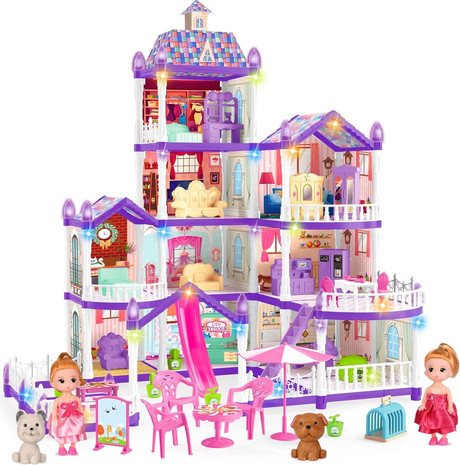 *NEW* Barbie Dreamhouse, 4-Story 10 Rooms Doll House with 2 Dolls Toy Figures