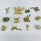 Lot 12 Vintage Now FROG Collection BROOCH Rhinestone Enamel Costume Jewelry