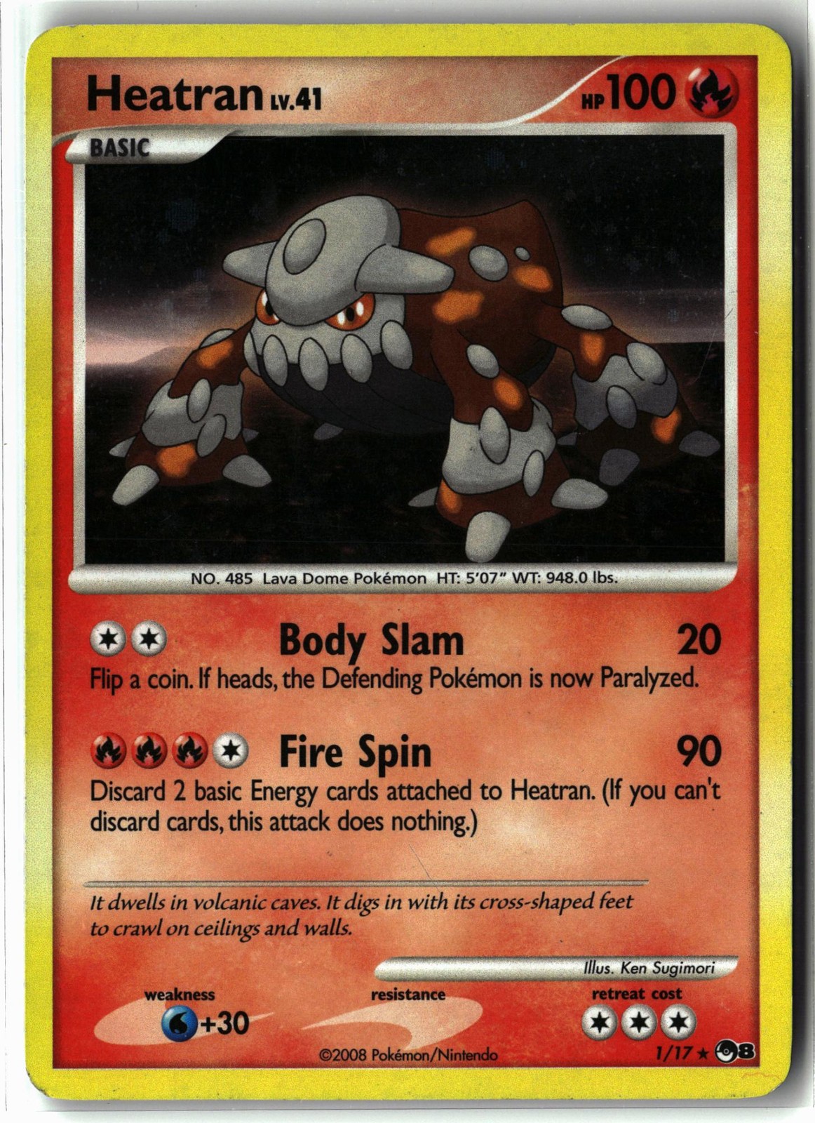Heatran ⭐️ 1/17 Holo Rare POP Series 8 2008 Pokemon NM/LP