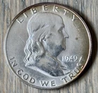 1949-D Toned Franklin Half Dollar Key Date Denver Mint UNC Silver