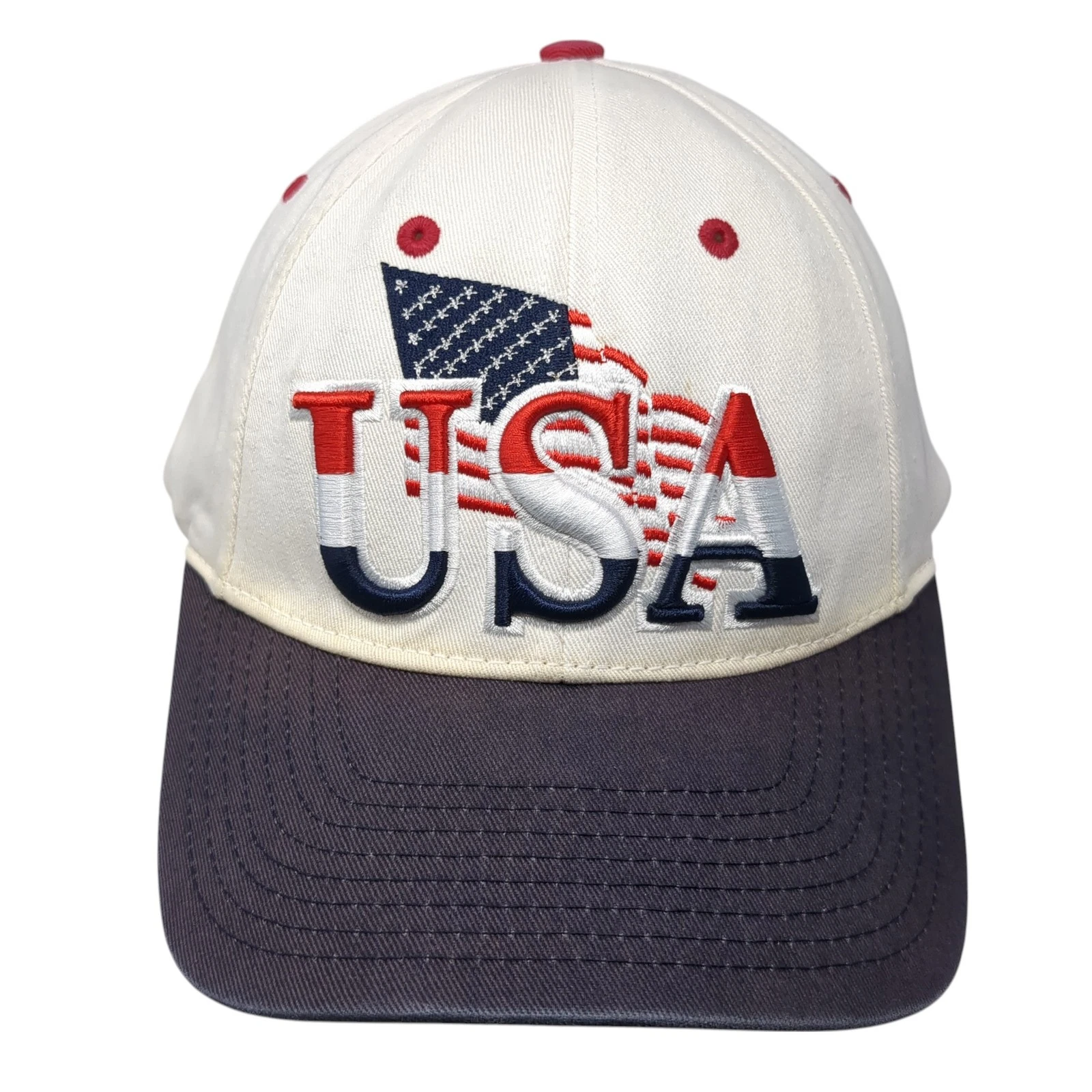 USA American Flag Slideback Hat Multicolor One Size Embroidered Outdoor