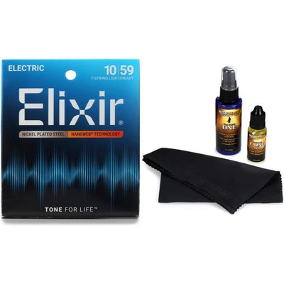 Elixir Strings 12074 Nanoweb Electric Guitar Strings with Guitar Care Kit -
