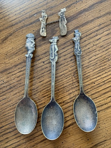 Vintage Old Company Plate Cereal Spoons Tony The Tiger,Yogi , Huckleberry + PIN