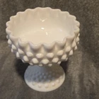 Vintage Fenton Candy Dish Pedestal Milk Glass White Hobnail 6"
