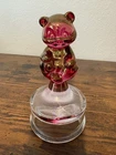 VTG FENTON Cranberry Art Glass Bear On Clear Font Figurine 7"H