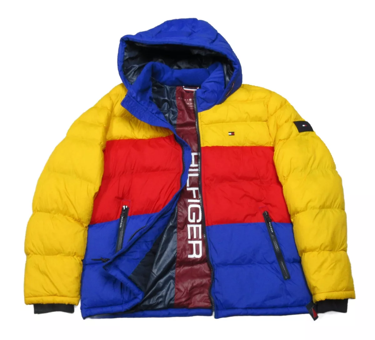 Tommy Hilfiger Men's Quilted Color Blocked Hooded Puffer Jacket