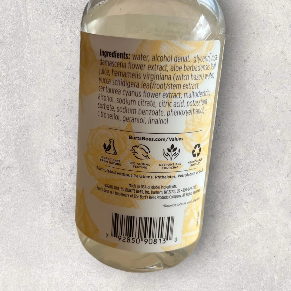 1 x Burt's Bees розовая вода тонер 8 унций, натуральный, новый w сломанная печать - Изображение 3 из 4