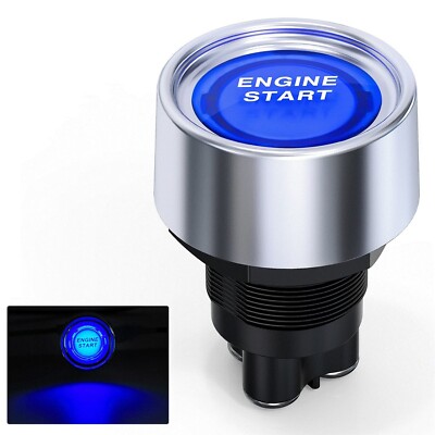 Nilight Start Engine Button 12V DC 50A SPST on Off Momentary Switch Blue
