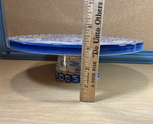 Temp-tations by Tara OLD WORLD Blue Approx 10" Pedestal Cake Stand - Picture 8 of 10