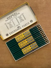 VTG Deadstock NOS Box of 36 Mongol Eberhard Faber Colored Pencils Dark Green 868