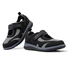 FitVille Womens Wide Fit Diabetic Sandals Casual Walking Flat Shoes for Outdoor