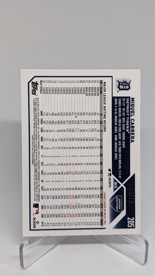 Miguel Cabrera 2023 Topps Baseball Japan Edition #205 JADE GREEN #/75 - Image 2 of 2
