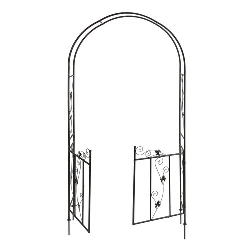Rosenbogen mit Türe Toren Torbogen Gartentor Rankgitter Rankhilfe Pergola Metall - Bild 2 von 6