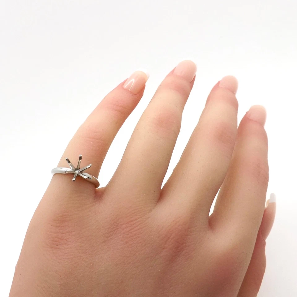 Platinum Solitaire Engagement Ring Setting 6 Prong Tiffany Style 1 to 2ct Round - Image 4 of 4