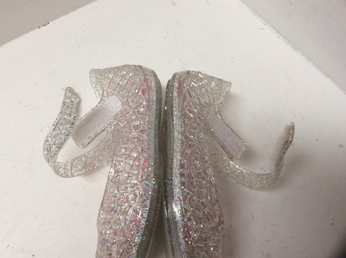 Baby Girl Shoes Toddler Size 2 Dressy Sparkly Clear Hook and Loop Mary Janes F35 - Picture 6 of 7