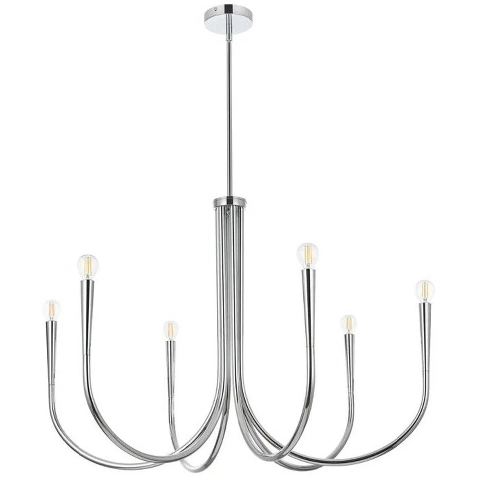 Lámpara de Techo 6 Lámparas Granja Cromo Vestíbulo Salón Comedor 36" Foto 4 de 4