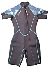 Zifumei Women Size XSMALL black/blue short wet suit wetsuit Zip NEW NO TAGS