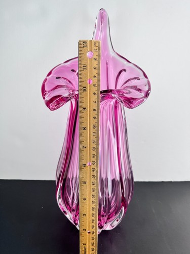Josef Hospodka Chribska Pink Glass (Czech) Vase Jack in the Pulpit - 14" - Picture 10 of 10