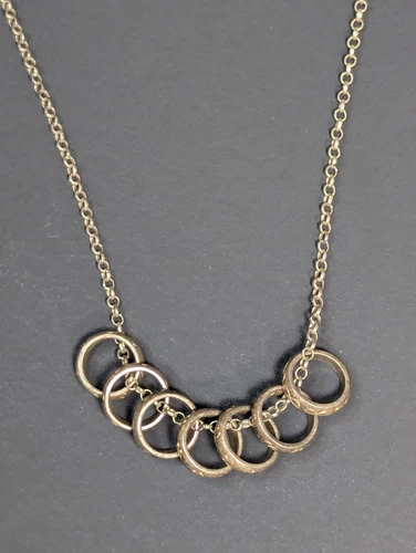 Vintage Sterling Silver Necklace 18" 7 Ring Pendant SA 925