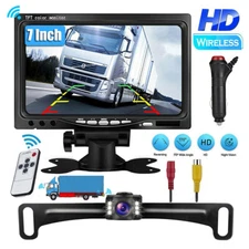 Backup Camera Wireless Car Rear View HD Parking System Night Vision & 7" Monitor