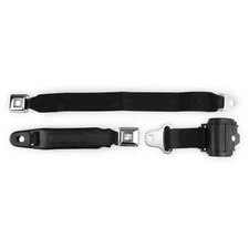 RetroBelt Black Pushbutton Retractable Lap Seat Belt - Bench Seat No Hardware