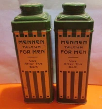 LOT OF 2 Vintage Mennen Talcum For Men 4 oz. Tin EACH ABOUT 1/2  Full