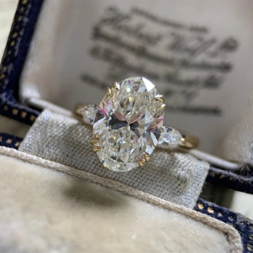 18k Yellow Gold Plated Women Ring Luxury Oval Cut Cubic Zirconia Jewelry Sz 6-10 - Picture 3 of 11