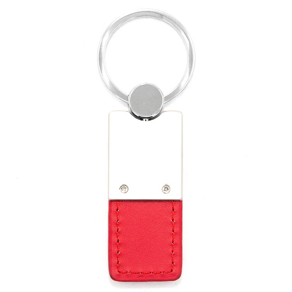 Jeep Rubicon Keychain Keyring Duo Premium Red Leather Metal