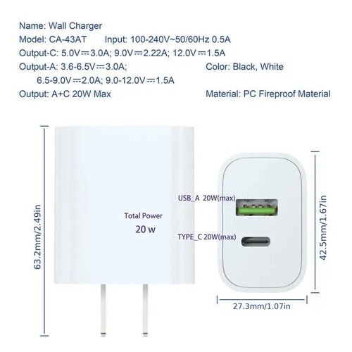 For iPhone 14 13 12 11 XR 8 20W Fast Charger Block USB Type C Wall Power Adapter - Picture 14 of 15