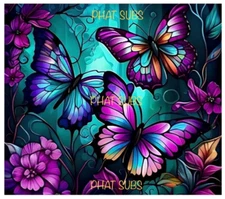 20oz Sublimation Tumbler Wrap Purple Butterflies Ready To Press Heat Transfer