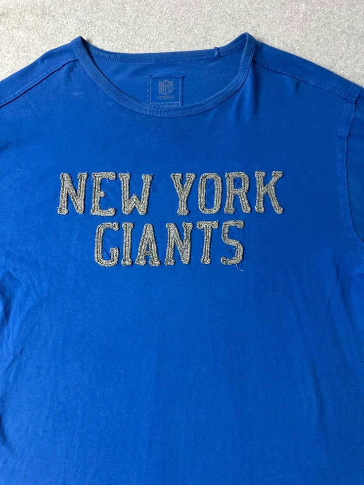 CAMISETA DE COLECCIÓN NEW YORK NY GIANTS REEBOK NFL SPELL OUT XL PARCHE AZUL Y2K Foto 3 de 4