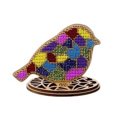 Easter Bird Bead Embroidery Kit on Wood DIY Craft Set