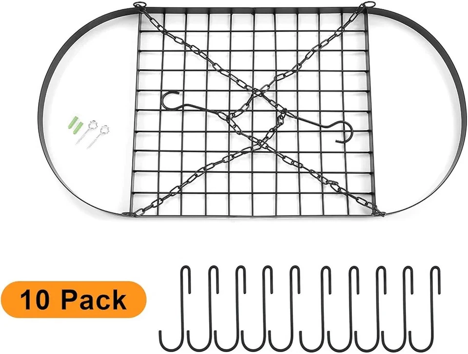 Black Ceiling Hanging Pot Pan Rack 10 Hooks Kitchen Organizer Shelf 81.5 x 42cm - Image 3 of 4