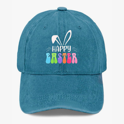 Happy Easter Bunny Hat Colorful Easter Cap Cute Rabbit Ear Holiday Baseball Hat